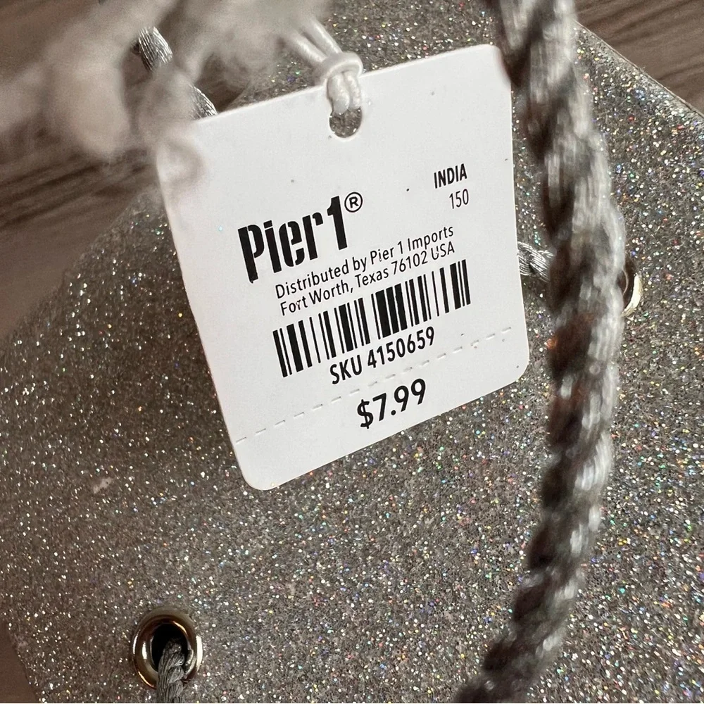 Pier 1 Silver Polka Dot Wine Gift Box with Tassels